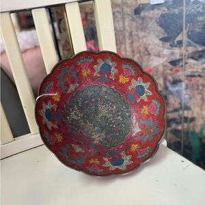 5/$25 Vintage Brass Peacock Bowl